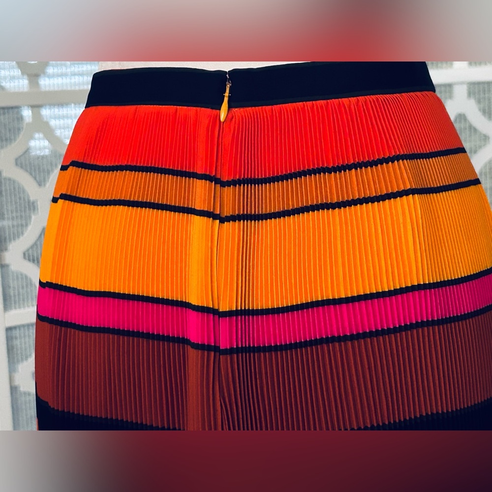 Vibrant Colorful Striped Midi Maxi Skirt J. Crew Sz 10P  Fall Accordion Pleated - Picture 8 of 13